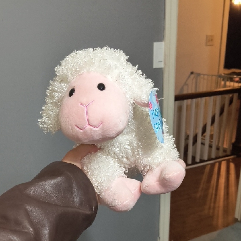 Plush White & Pink Lamb Stuffed Animal